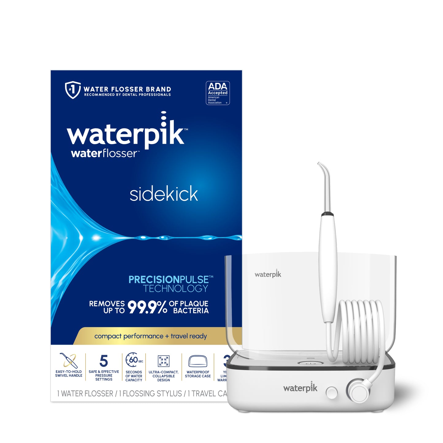 Waterpik White Sidekick Water Flosser WF-04 with Packaging