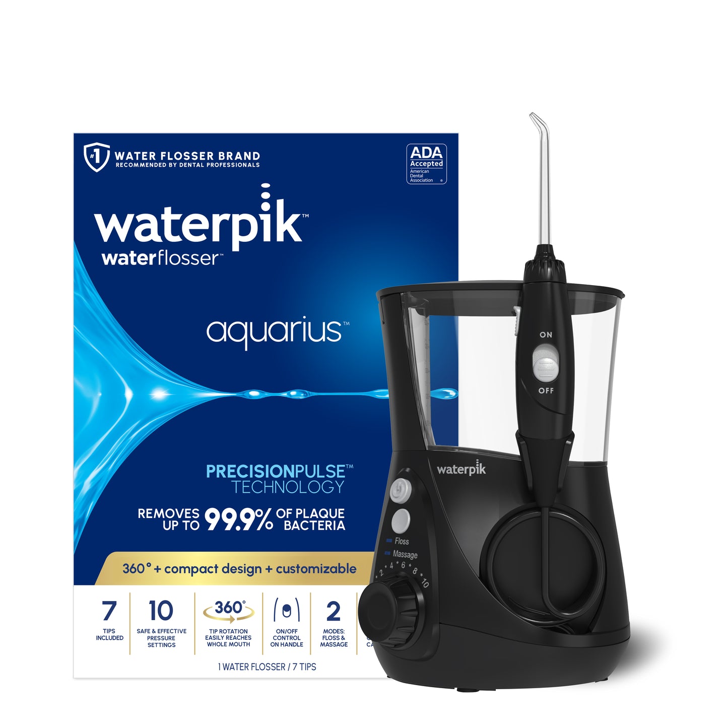 Waterpik Black Aquarius Water Flosser WP-662 with Packaging