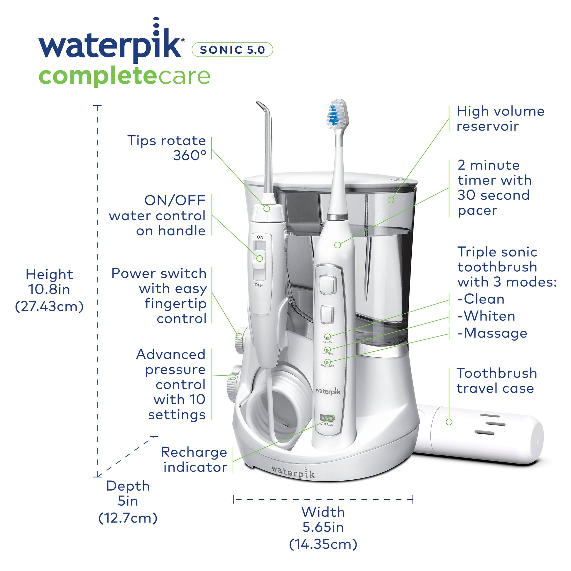 Features & Dimensions - Waterpik Complete Care WP-861
