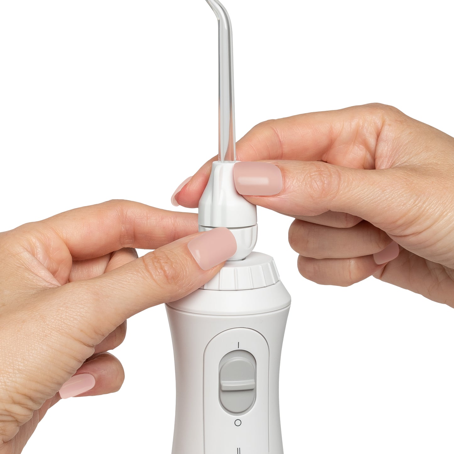 Inserting Boost Tip into Waterpik Handheld Cordless Water Flosser