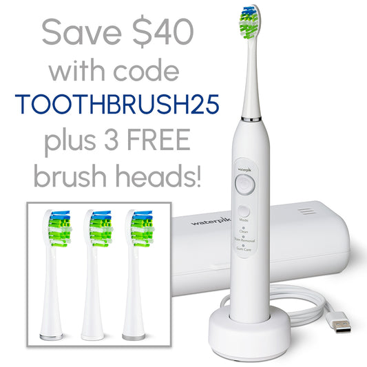 Sensonic™ Electric Toothbrush (Save $40 with code TOOTHBRUSH25 plus 3 FREE Brush Heads!)