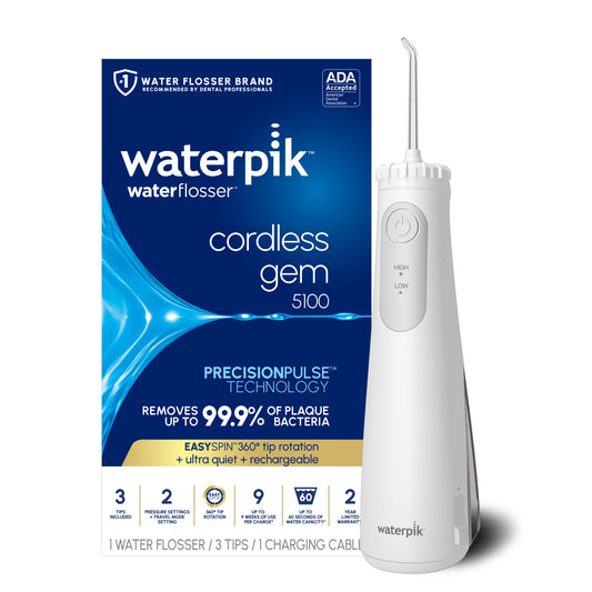 Waterpik White Cordless Gem 5100 Water Flosser WF-27CD010 with Packaging