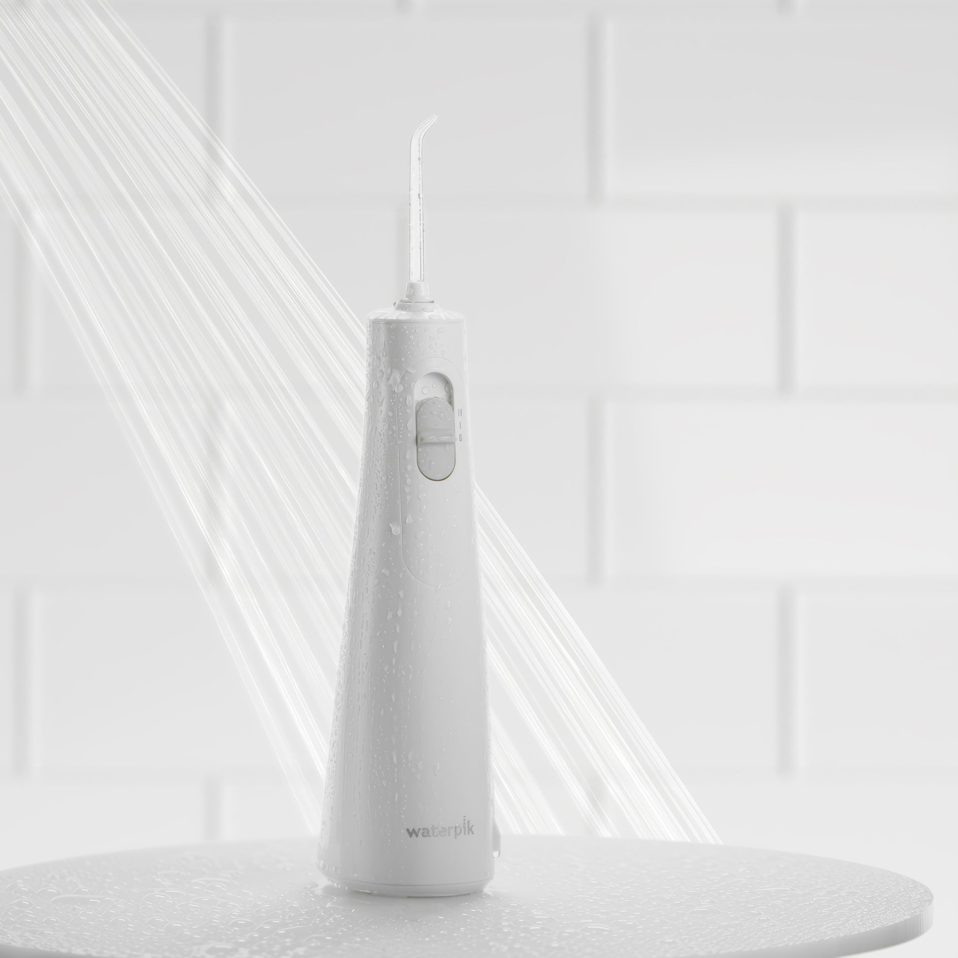 White Cordless 1100 Water Flosser WF-30CD010 in Shower