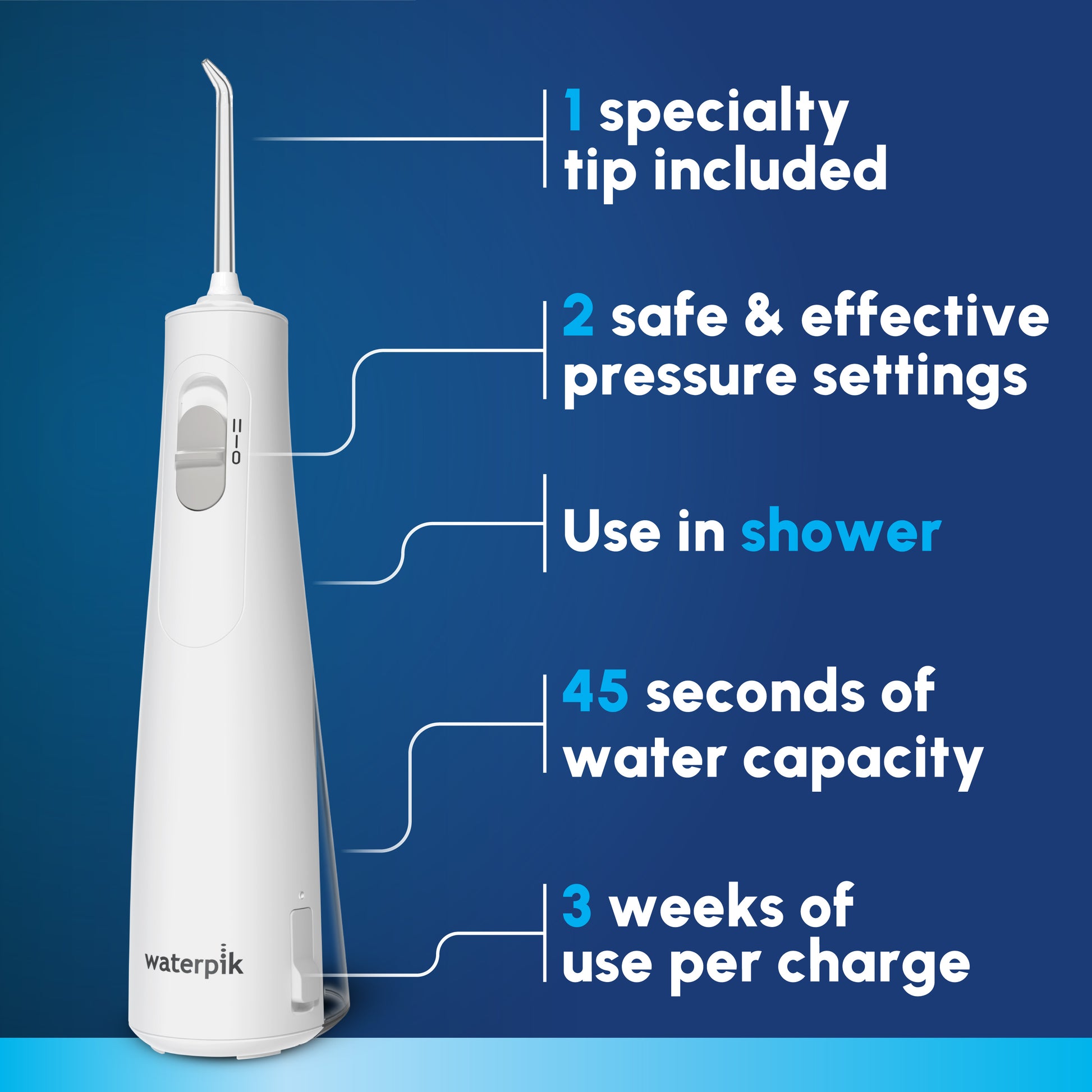 Features -  Cordless 1100 Water Flosser WF-30 White
