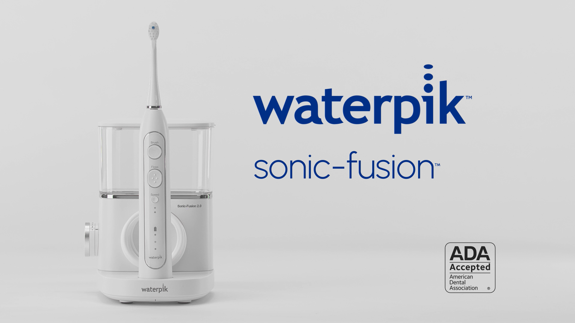 Sonic Fusion™ is a compact, convenient, all-in-one brushing and flossing solution. Brush, water floss, or both at the touch of a button.

Clinically proven up to 2X (twice) as effective as traditional brushing and flossing for reducing plaque in hard-to-reach areas and improving gum health.*

*Based on brushing for two minutes and flossing for one minute.

Learn more at waterpik.com