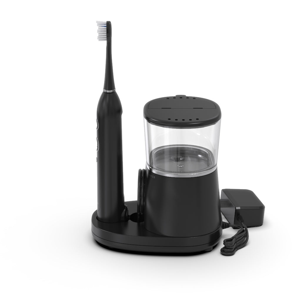 Sideview - Black Sonic-Fusion™ 2.0 SF-03, Flossing Toothbrush Handle, & Brush Head