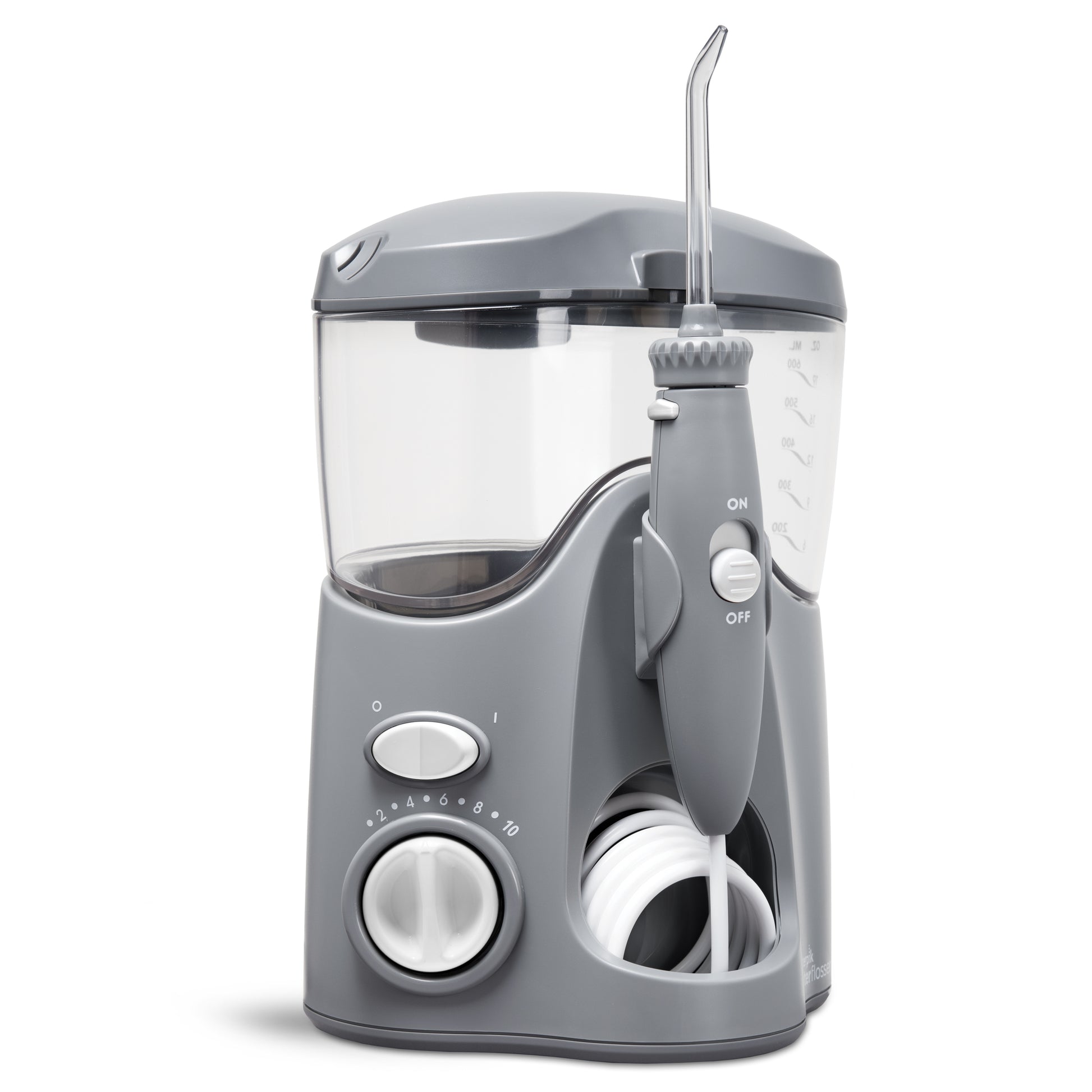 Sideview - WP-117 Gray Ultra Water Flosser, Handle, & Tip