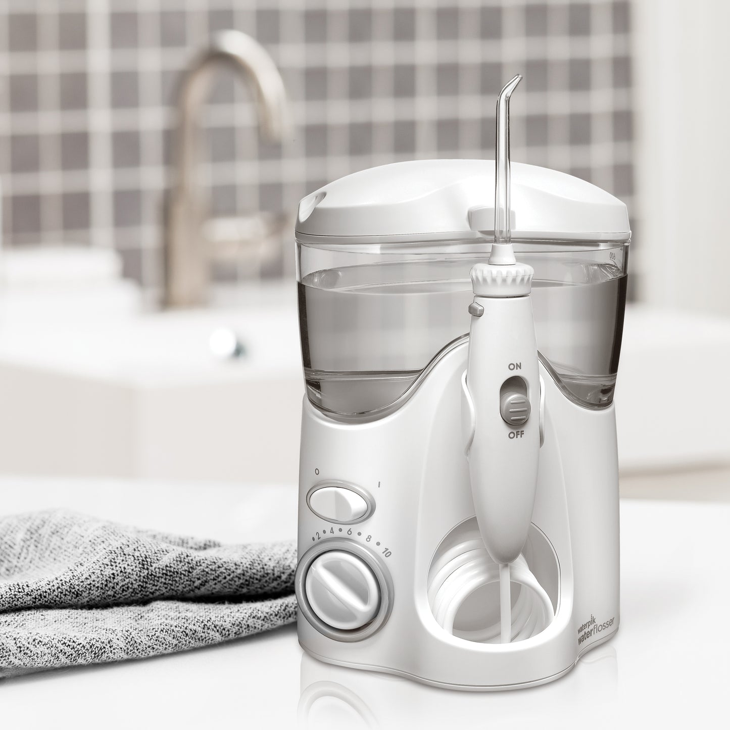 White Ultra Water Flosser WP-100 In Bathroom