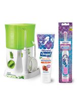 Waterpik Water Flosser for Kids Bundle with Orajel Toothpaste and Mermaid Spinbrush