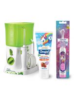 Waterpik Water Flosser for Kids Bundle with Orajel Toothpaste and Unicorn Spinbrush